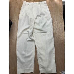 Nordstrom Town Square Vintage Cream Linen Rayon Pleated Trousers Pants Womens 14